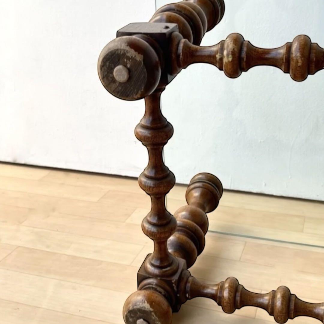 1970s アメリカ製　ヴィンテージ 木製×ガラス サイドテーブル 正方形