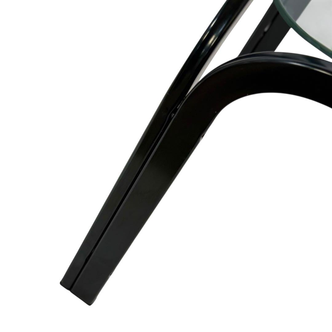 HR906 レトロなガラステーブル スチール 黒 長方形 80's 90s - メルカリ