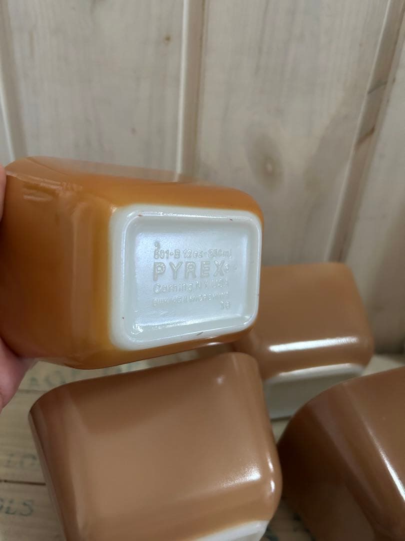 10/14まで！オールドパイレックス　PYREX リフ　ブラウン　4点セット