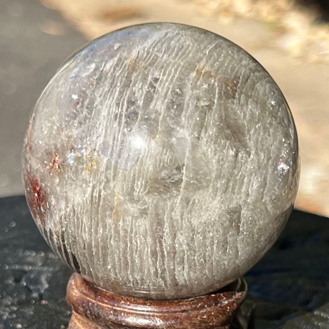 ✳️✨何層にも重なる自然の造形美✨虹入り 千層ガーデンファントム水晶 丸玉 天然石