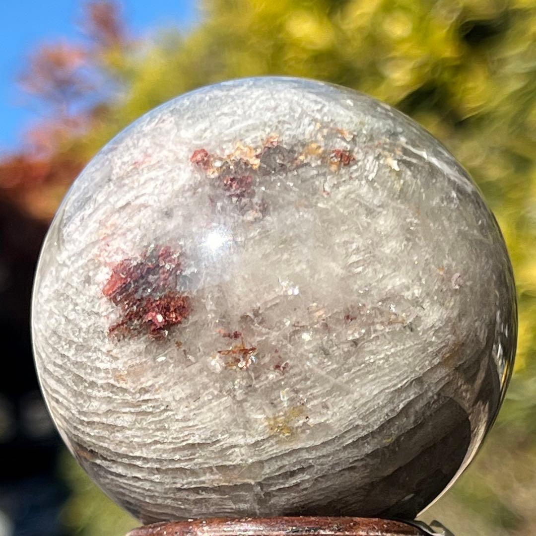 ✳️✨何層にも重なる自然の造形美✨虹入り 千層ガーデンファントム水晶 丸玉 天然石