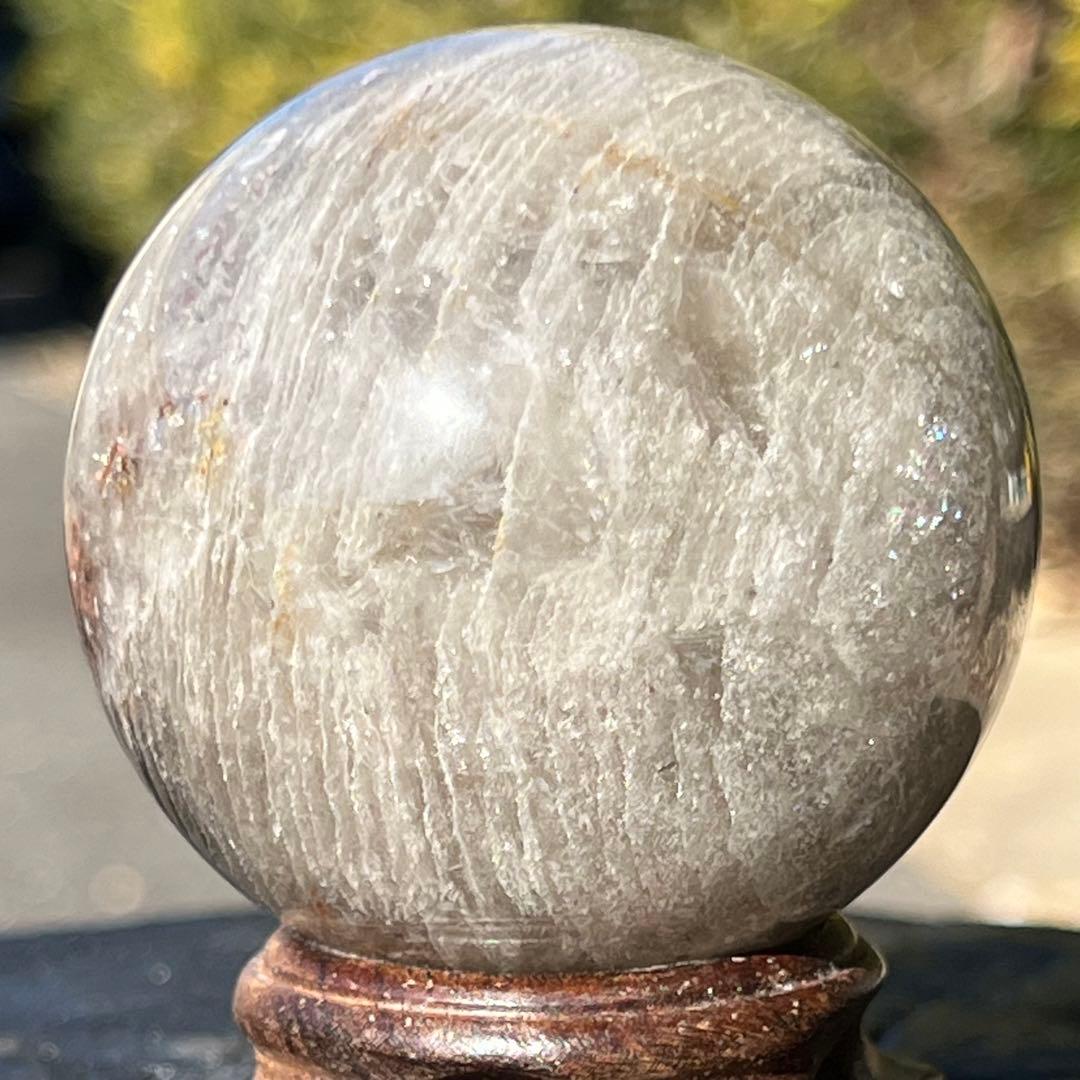 ✳️✨何層にも重なる自然の造形美✨虹入り 千層ガーデンファントム水晶 丸玉 天然石