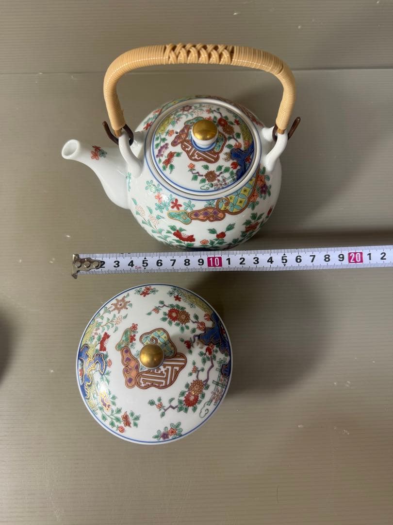 2399 有田焼 弥左衛門 茶器セット 急須1客 湯呑蓋付4客 金彩