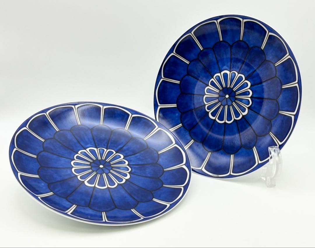 【未使用 希少】HERMES ブルーダイユール 16cm プレート 2枚