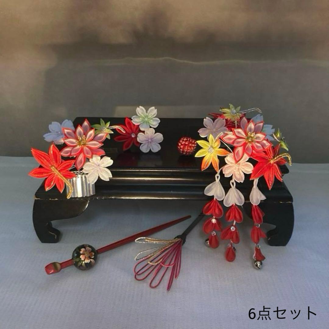 専用　紅葉と桜　ぱっちん　花簪　ビラ簪　玉簪　Uピン 後挿し　④鹿の子①ちんころ