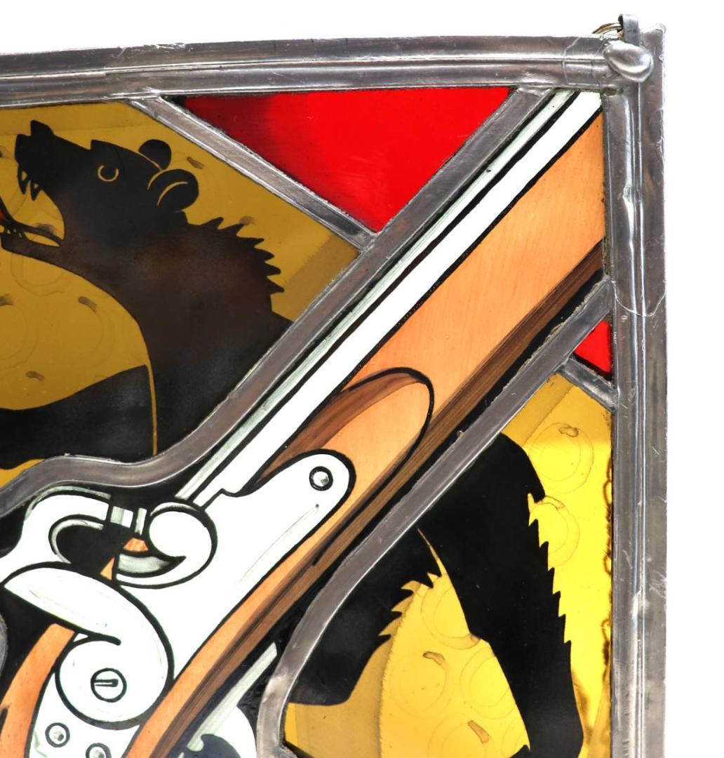 限定作品 ピストルと熊 スイス ヴィンテージ ステンドグラス 激レア