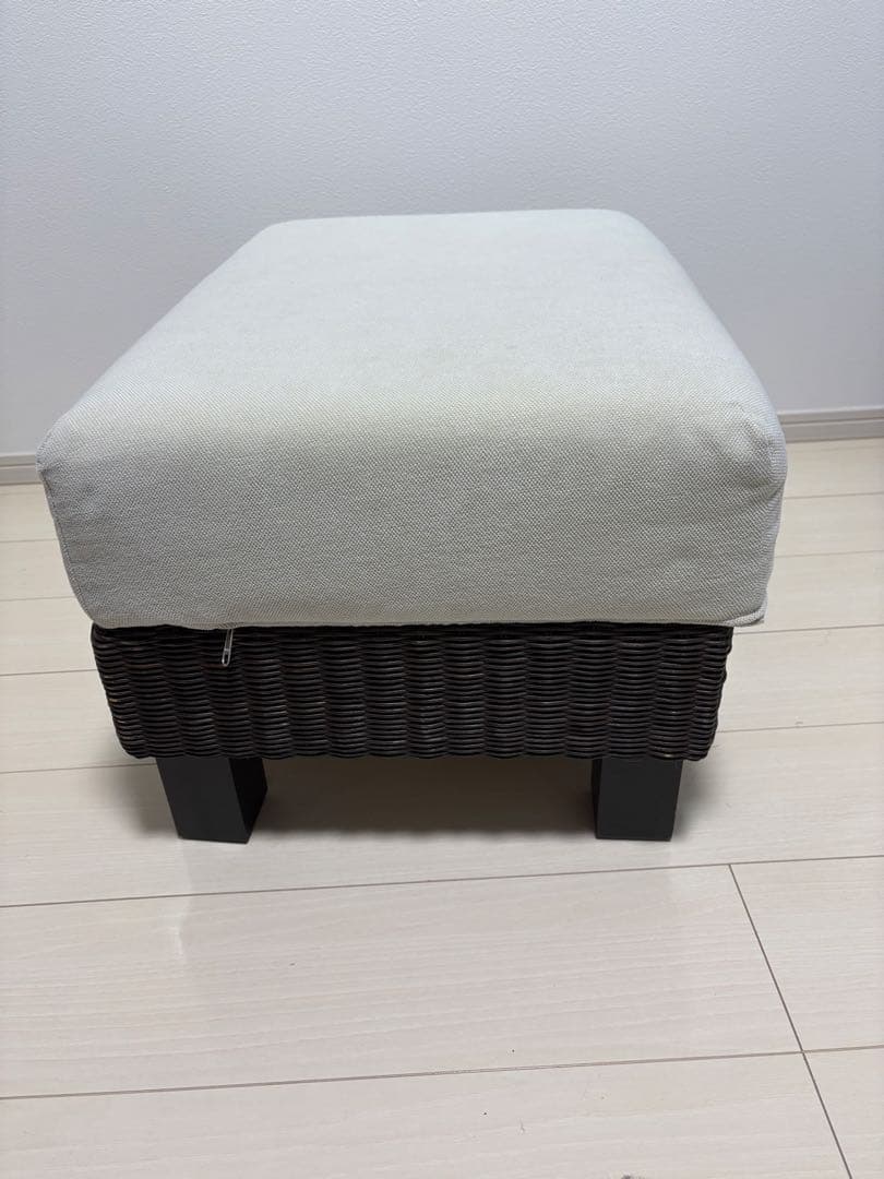 a.flat シン・ソファ　オットマン オフホワイト（替カバー付：ブルー）