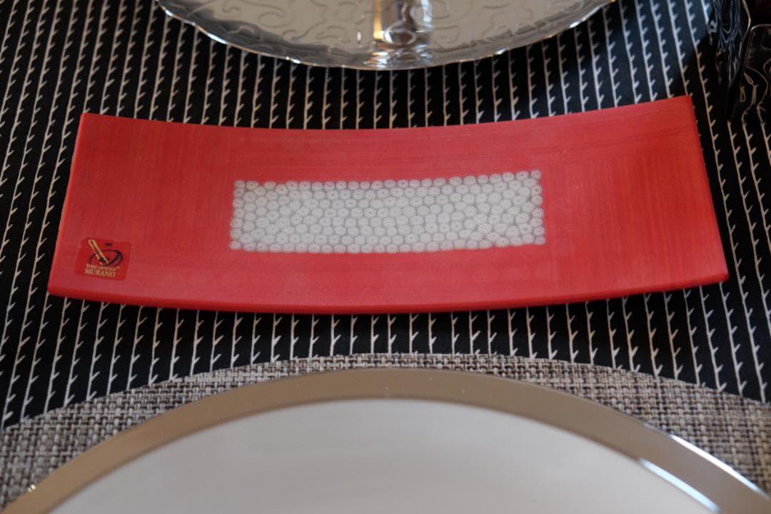 ベネチアンガラス ミルフィオリ プレート/検/エルコーレモレッティ/赤