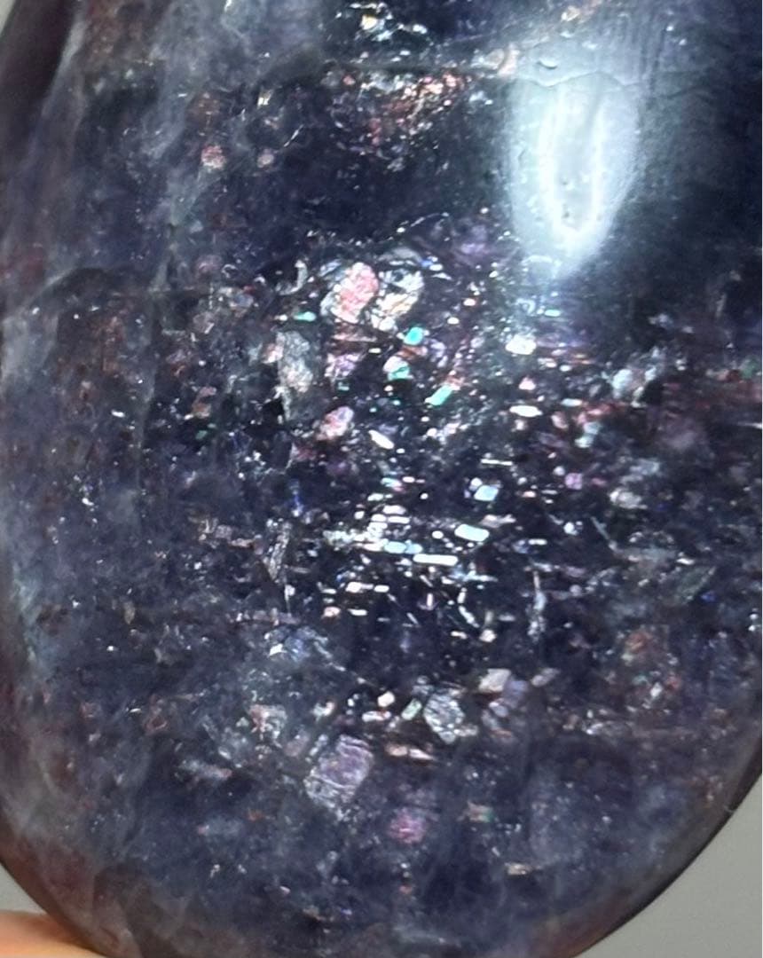 希少　高品質　ブラッドショットアイオライトサンストーン　パーム　握り石　キラキラ