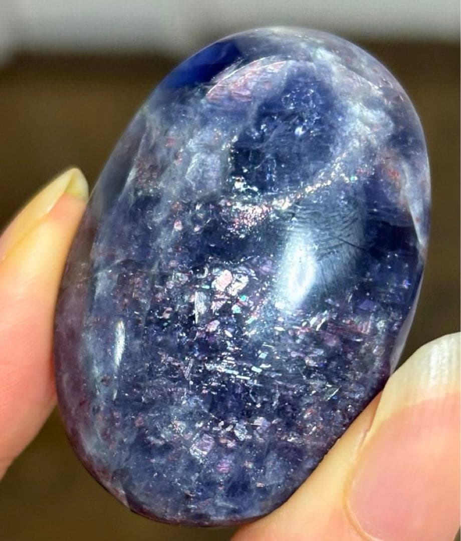 希少　高品質　ブラッドショットアイオライトサンストーン　パーム　握り石　キラキラ