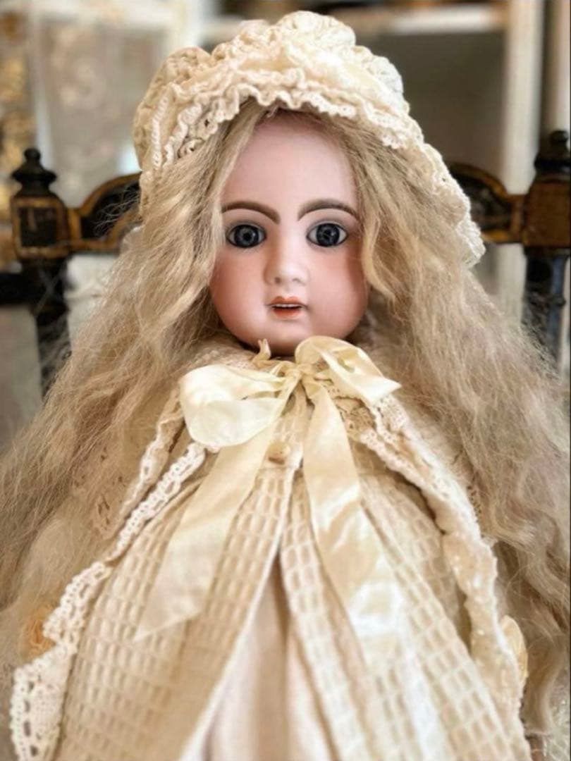 アンティークフレンチフランスビスクドールジュモー ドールレトロ陶器人形ドレス