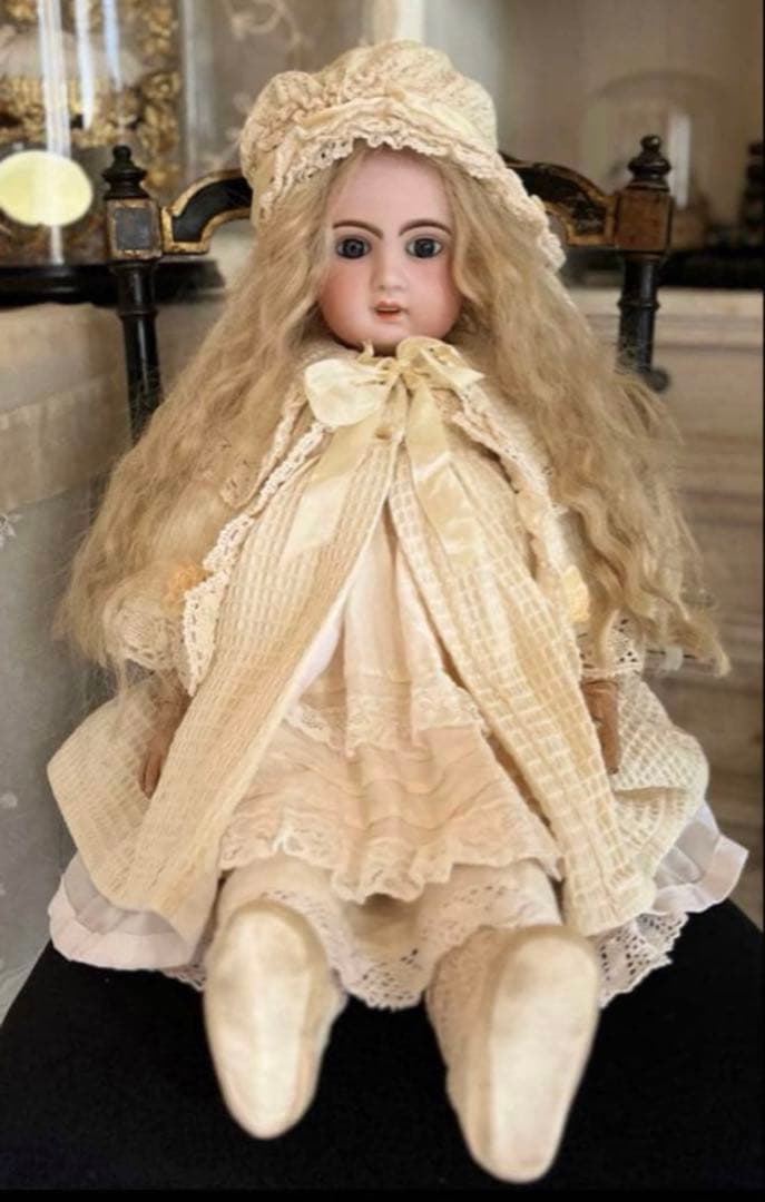 アンティークフレンチフランスビスクドールジュモー ドールレトロ陶器人形ドレス