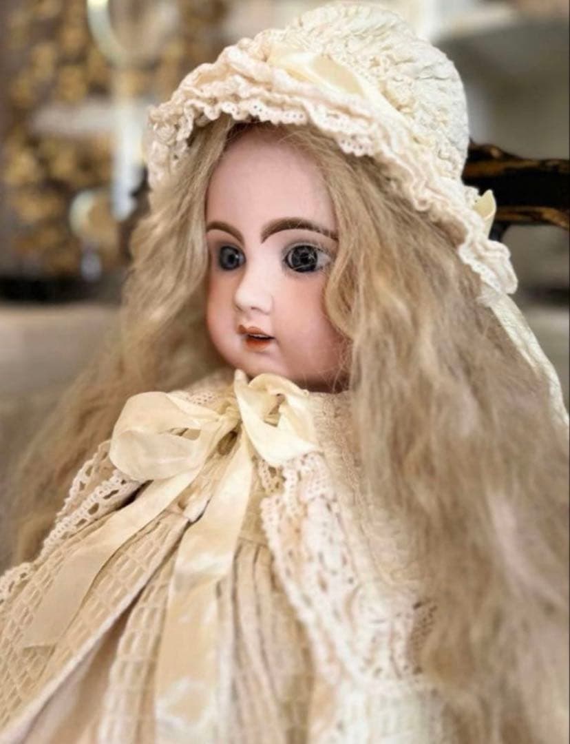 アンティークフレンチフランスビスクドールジュモー ドールレトロ陶器人形ドレス