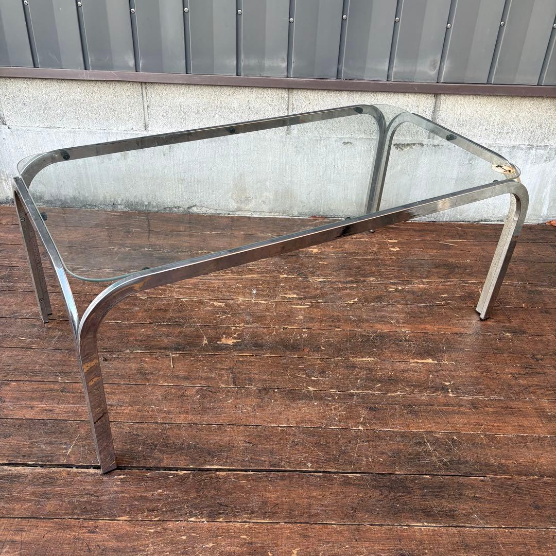 D壁 ミッドセンチュリー 森六家具工業 モリロク メタルフレーム ガラステーブル