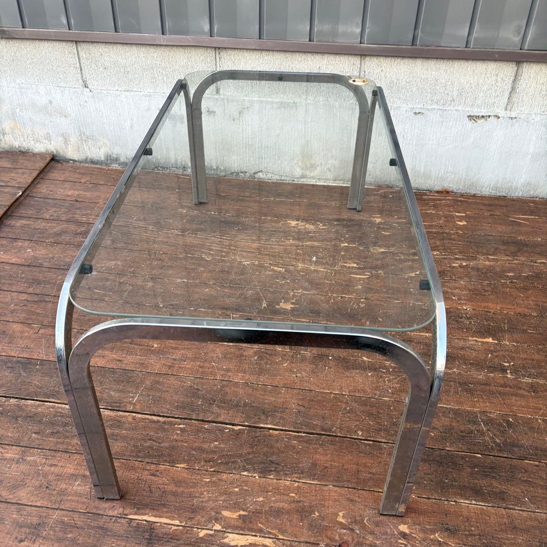 D壁 ミッドセンチュリー 森六家具工業 モリロク メタルフレーム ガラステーブル