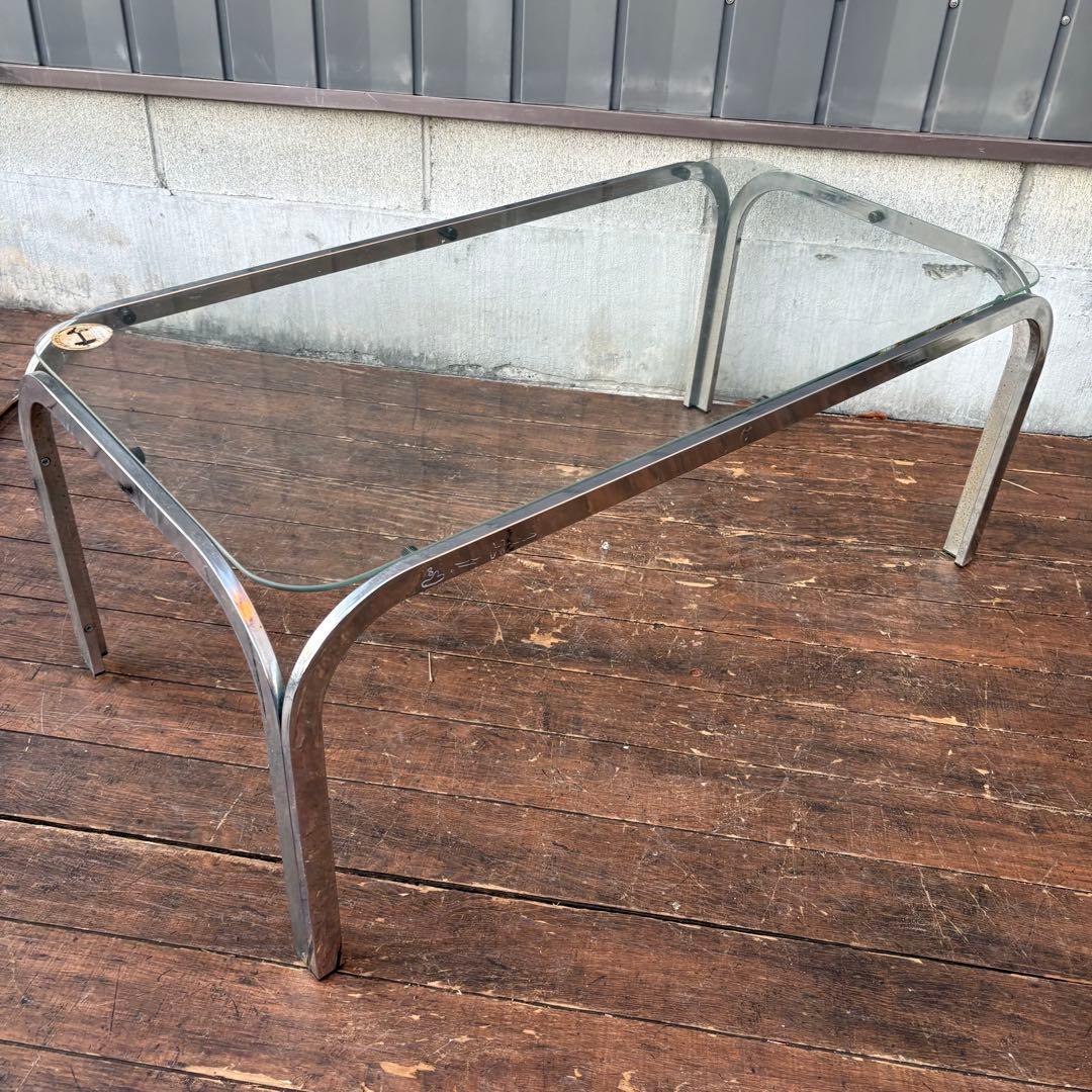 D壁 ミッドセンチュリー 森六家具工業 モリロク メタルフレーム ガラステーブル