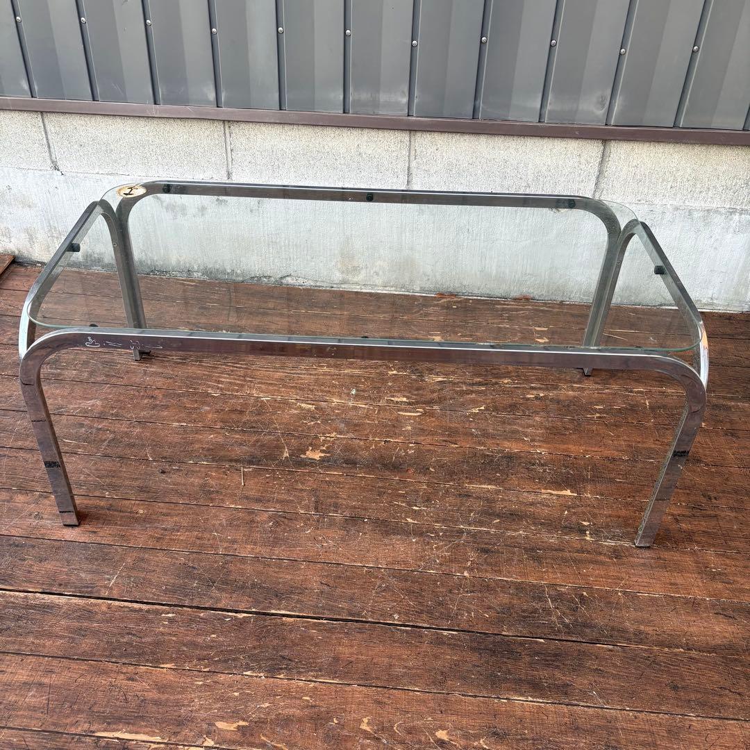 D壁 ミッドセンチュリー 森六家具工業 モリロク メタルフレーム ガラステーブル