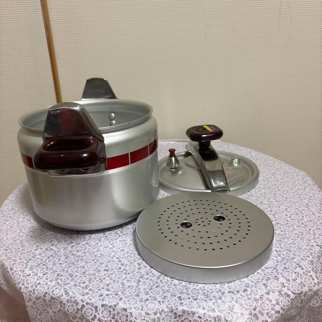 RIKEN アルミ圧力鍋 6Lシルバー 赤日本製