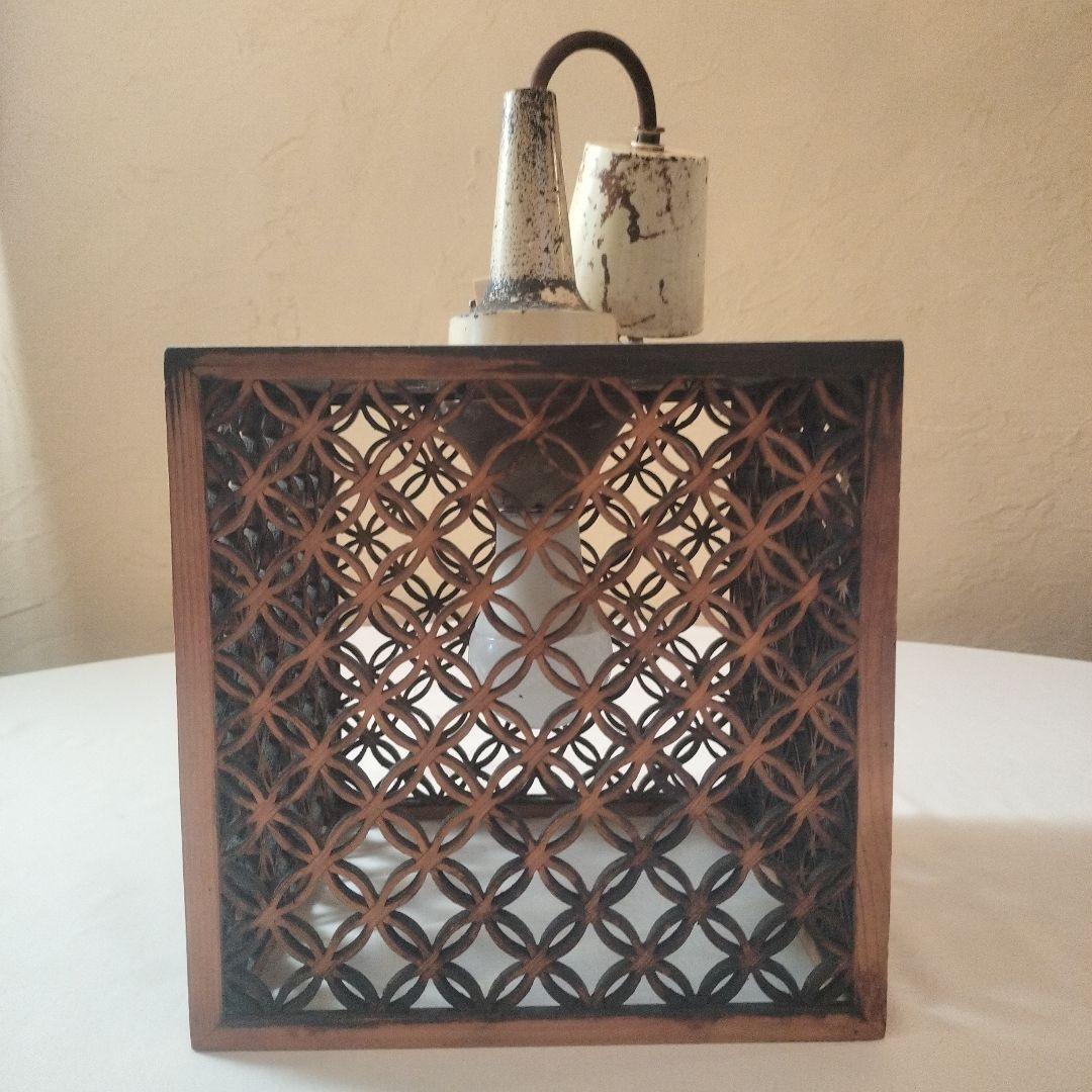 ビンテージ　アンティーク　和モダン　組木細工　照明　ランプ　ライト　インテリア