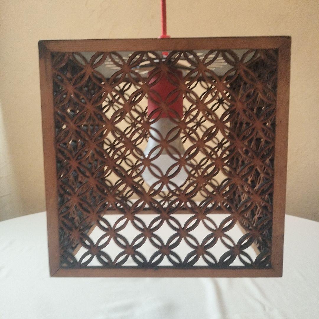 ビンテージ　アンティーク　和モダン　組木細工　照明　ランプ　ライト　インテリア