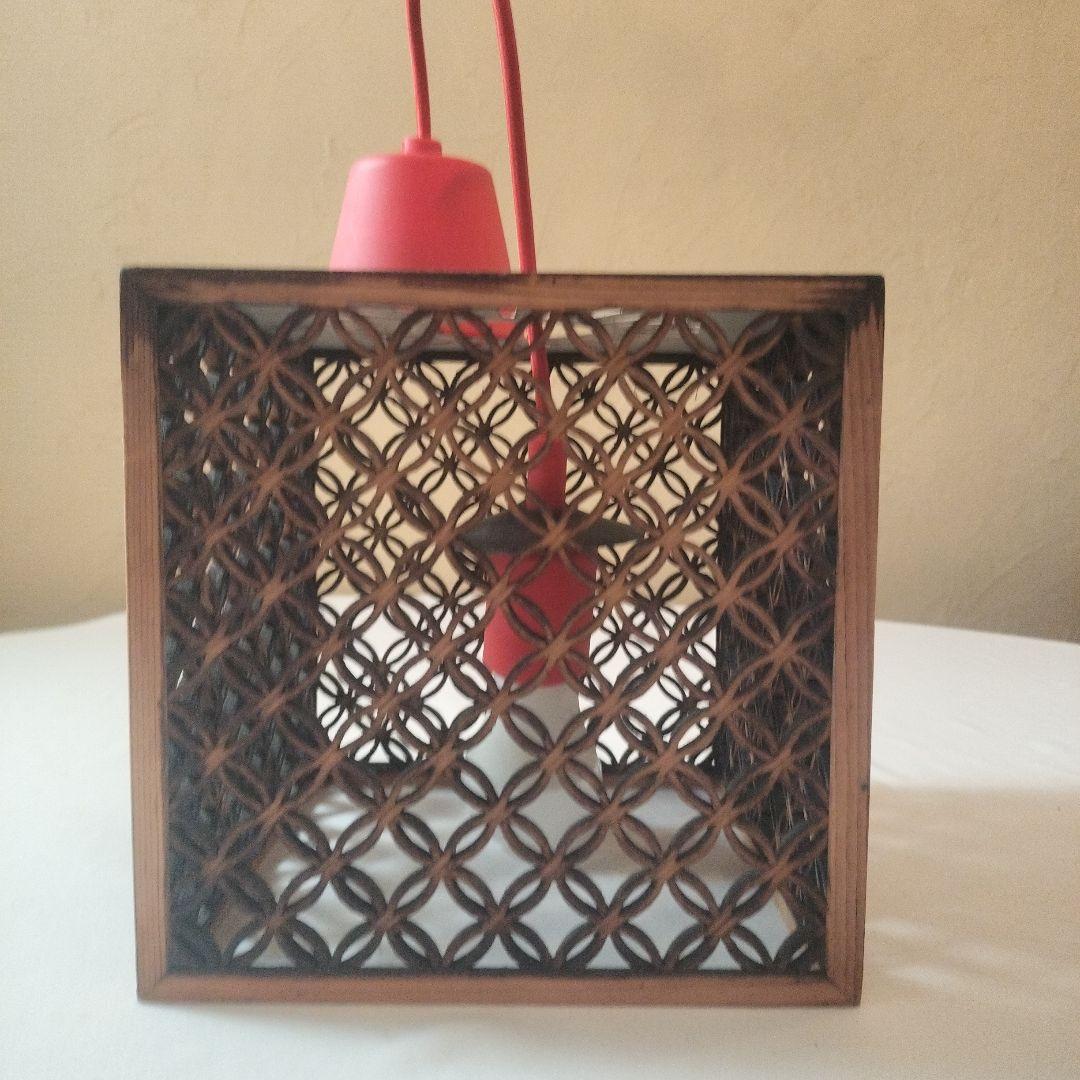 ビンテージ　アンティーク　和モダン　組木細工　照明　ランプ　ライト　インテリア