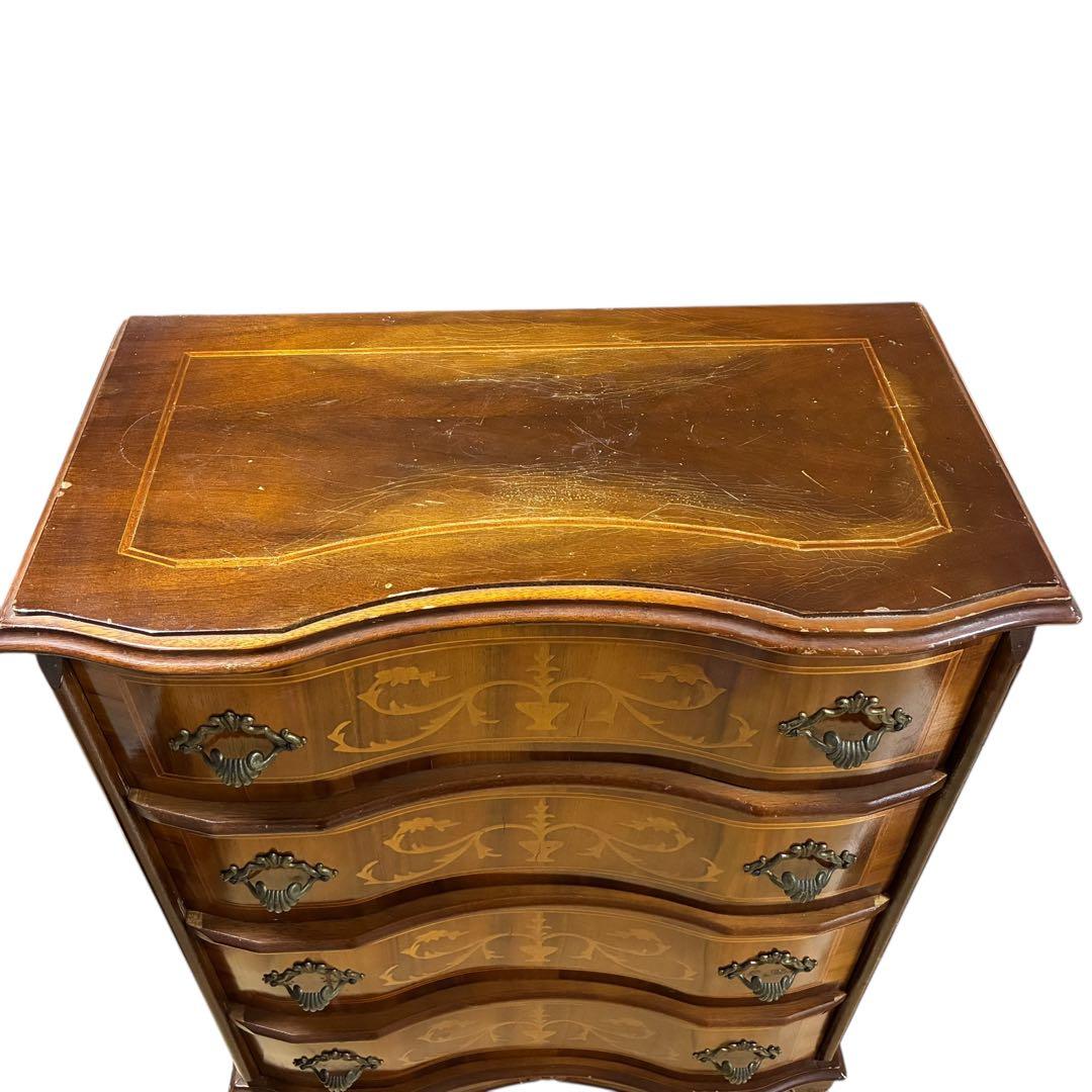 【イタリア製】アンティーク調 猫脚 4段チェスト 木製 クラシック