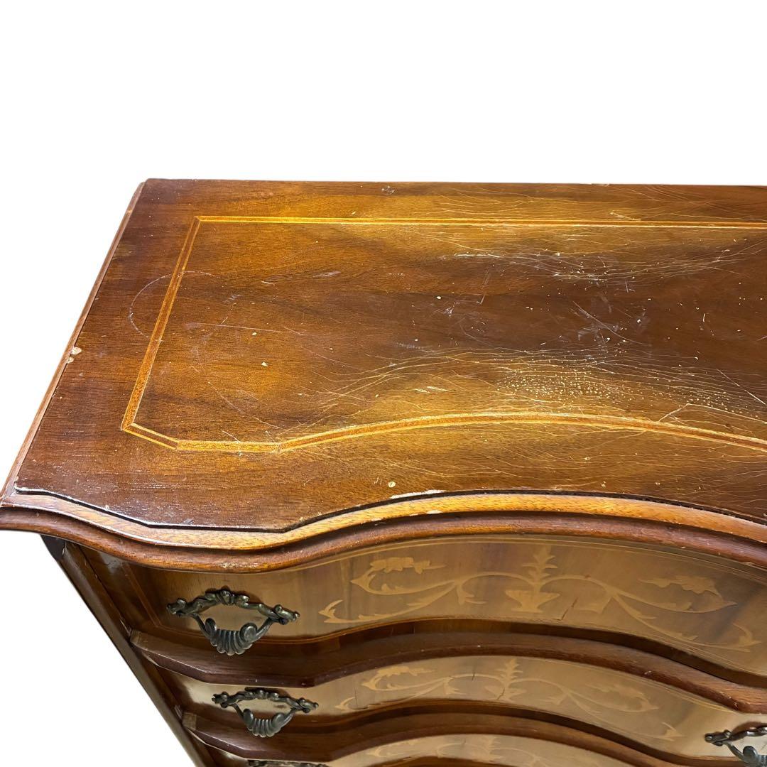 【イタリア製】アンティーク調 猫脚 4段チェスト 木製 クラシック