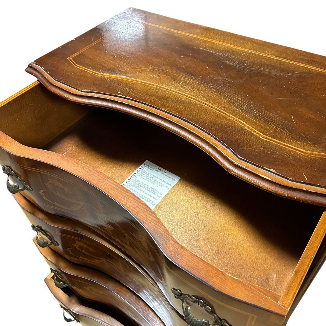 【イタリア製】アンティーク調 猫脚 4段チェスト 木製 クラシック