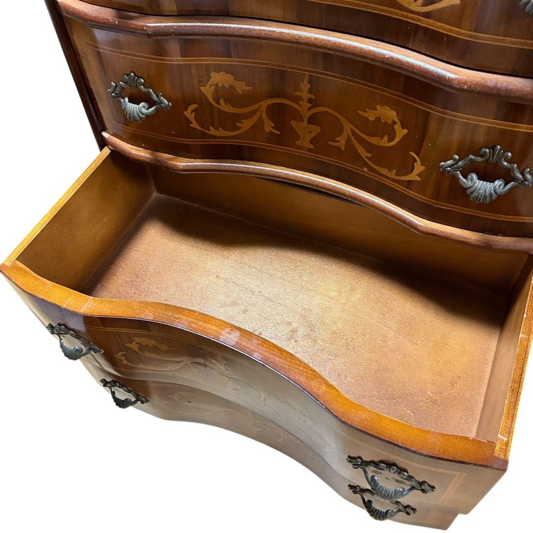 【イタリア製】アンティーク調 猫脚 4段チェスト 木製 クラシック