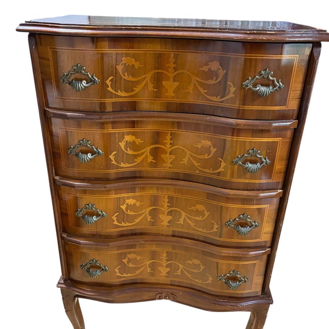 【イタリア製】アンティーク調 猫脚 4段チェスト 木製 クラシック