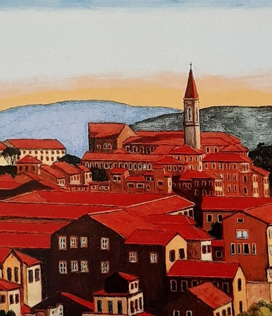 荒木淳一、「ペルージャ」、希少画集の額装画、四季、風景、人気作品