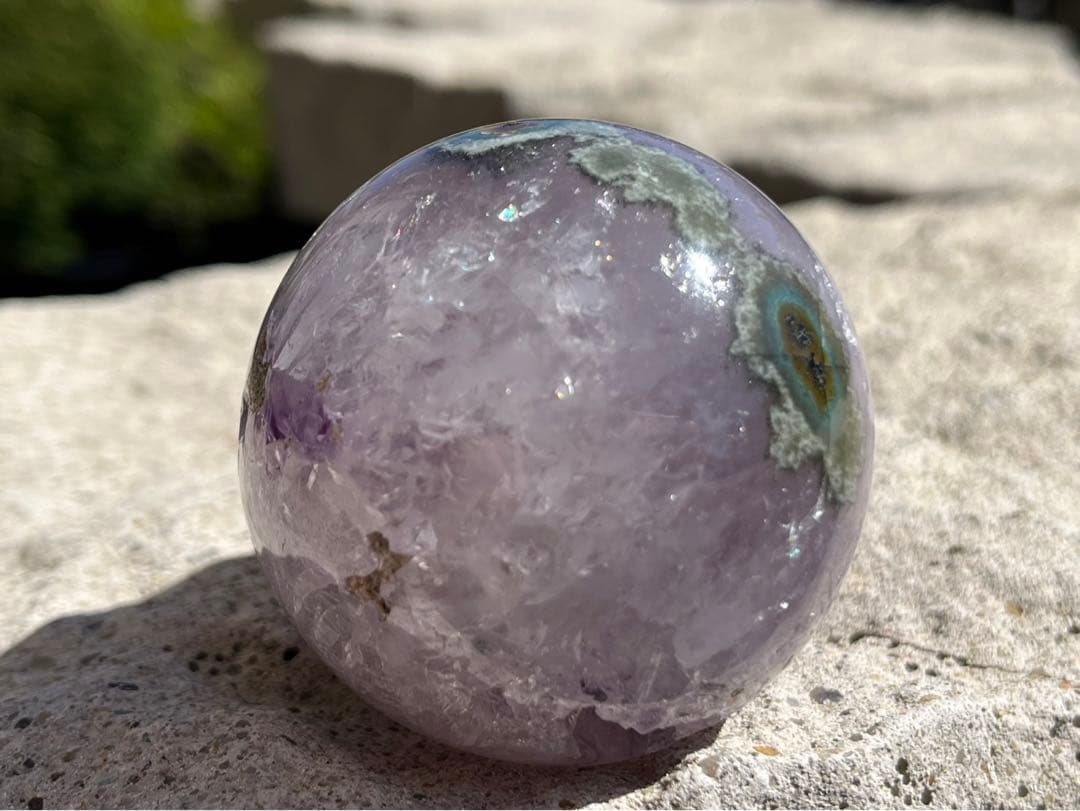 【来福】ウルグアイ産⭐️アメジスト笑口⭐️龍穴⭐️N6⭐️台座付き