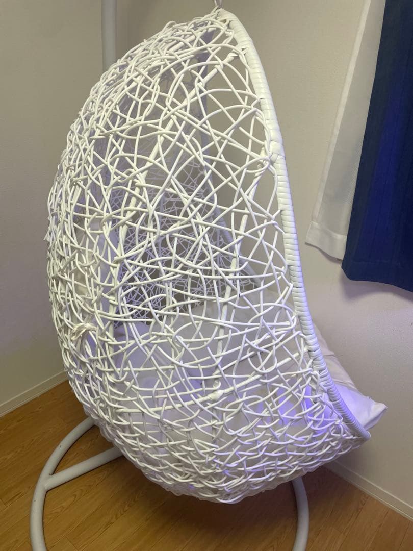 【東京・神奈川のみ】室内使用エッグ型ハンギングチェア ホワイト