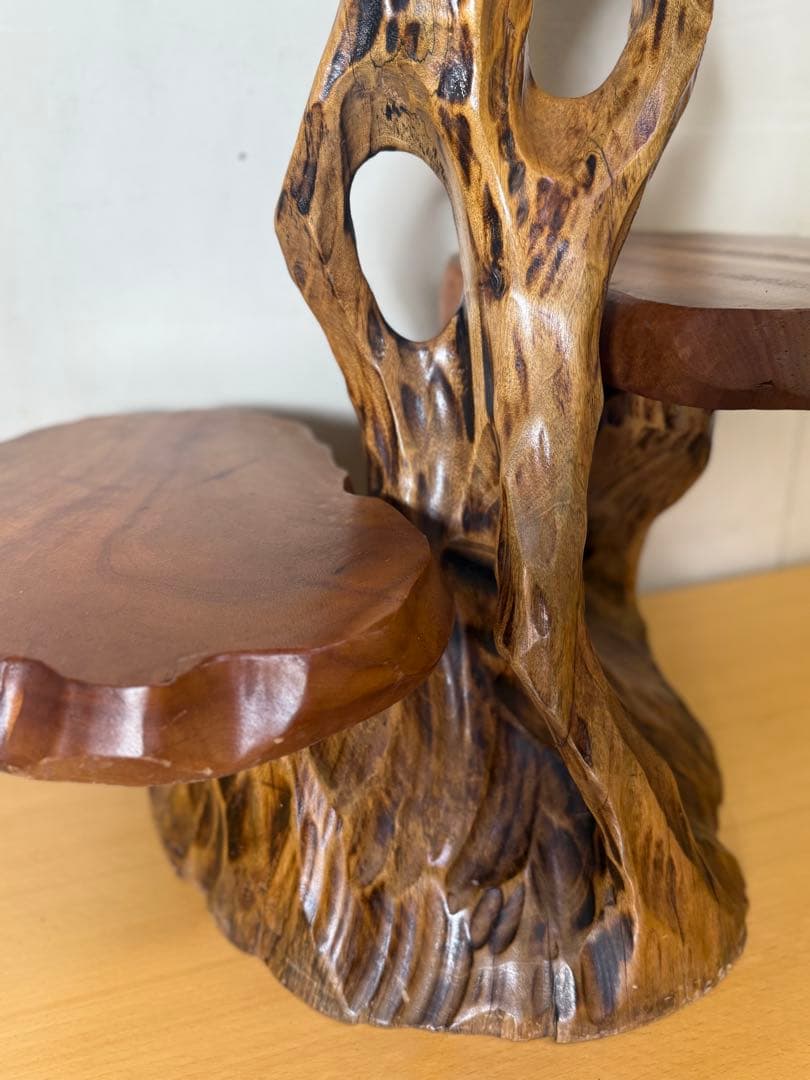 天然木 盆栽台 花台 飾り台3段