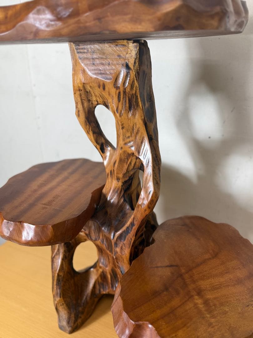 天然木 盆栽台 花台 飾り台3段