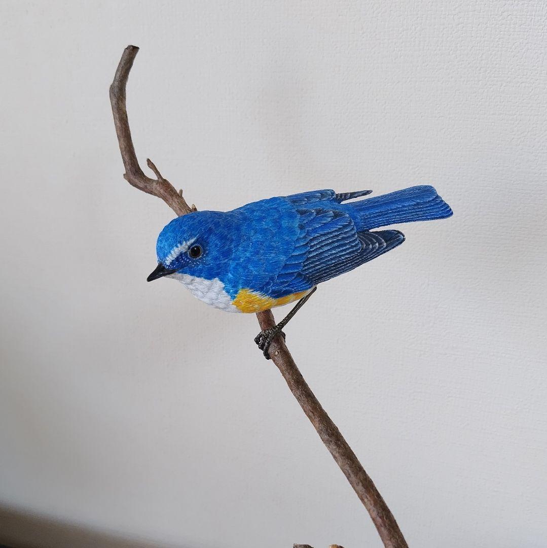 バードカービング”ルリビタキ(瑠璃鶲） S.No.:B1011