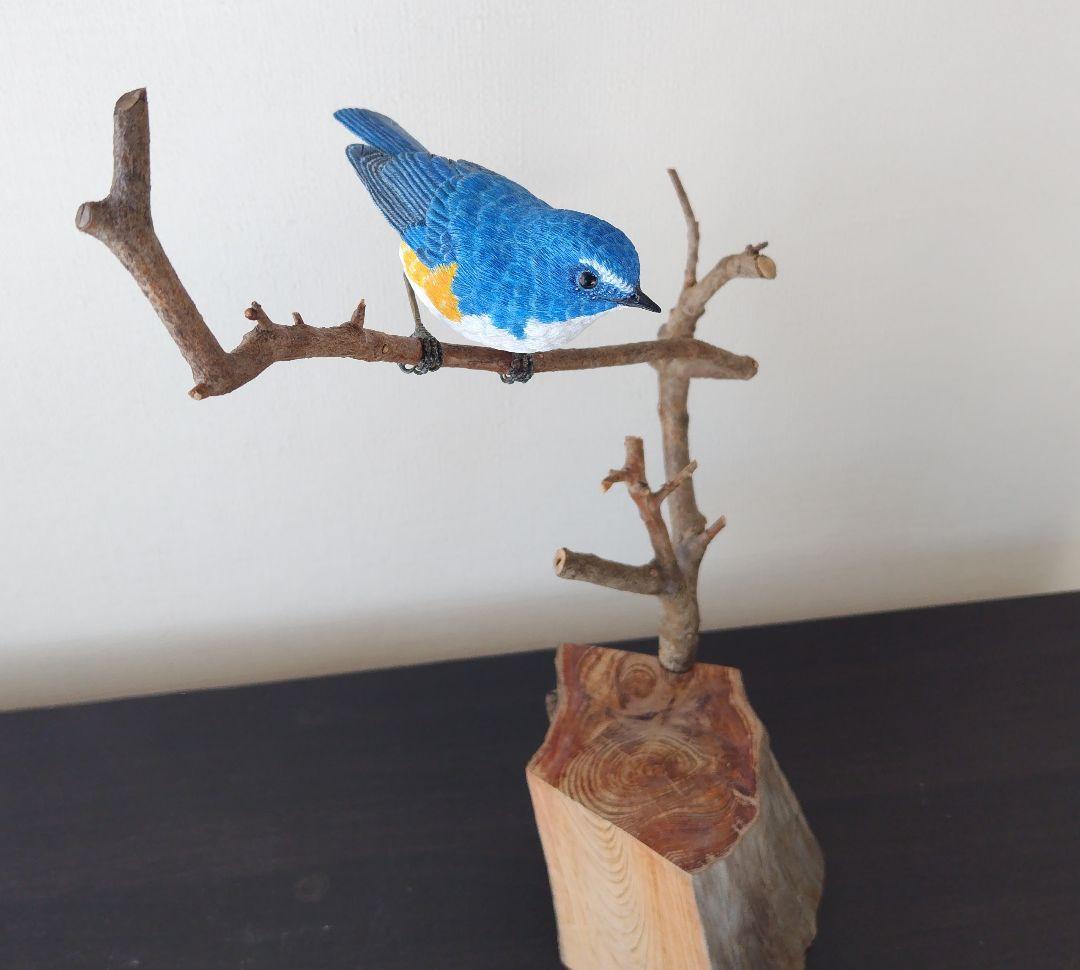 バードカービング”ルリビタキ(瑠璃鶲） S.No.:B1011