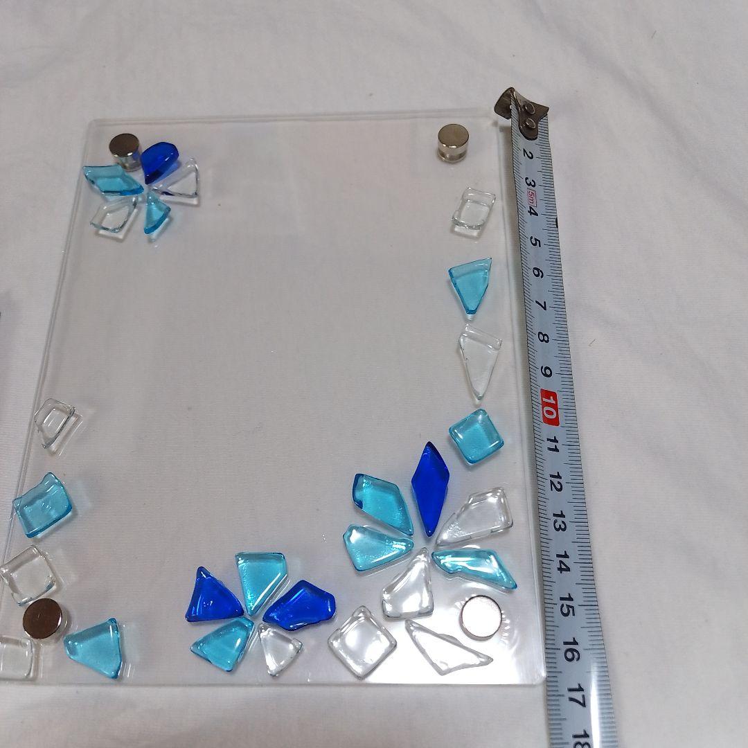 青と透明ガラスのフォトフレーム