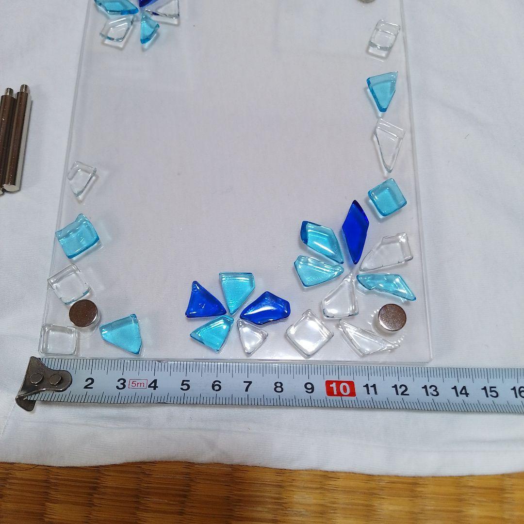 青と透明ガラスのフォトフレーム