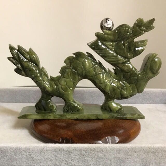 再入荷★限定特選品★極上彫刻ドラゴンボール【サーペンティン『蛇紋石』龍彫刻】❤️