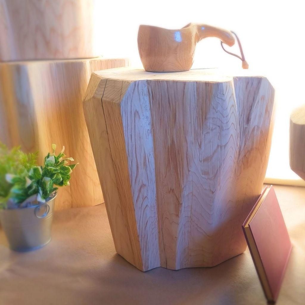 天然アロマ ひのきの切株テーブル 末広がり