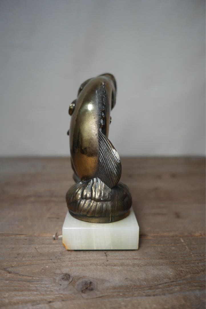 ヴィンテージ 真鍮製トロフィーブラックバスフィギュア
