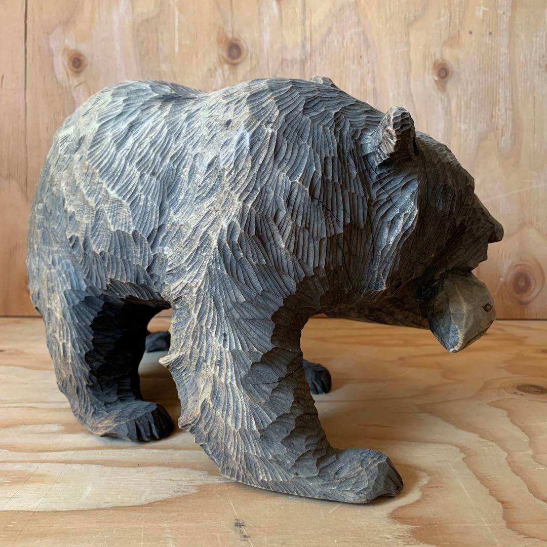 木彫り熊　木彫りの熊　シャケ熊　熊　木彫　古道具