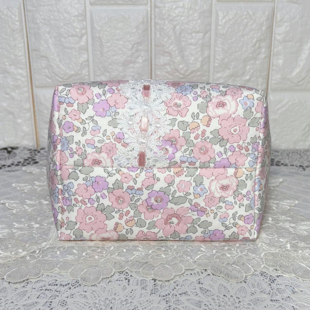 布バスケット小 リバティベッツィ ピンク ハンドメイド