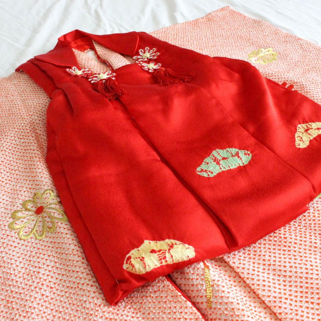 七五三 3歳 女の子 子供 正絹 総絞り 着物 被布 セット