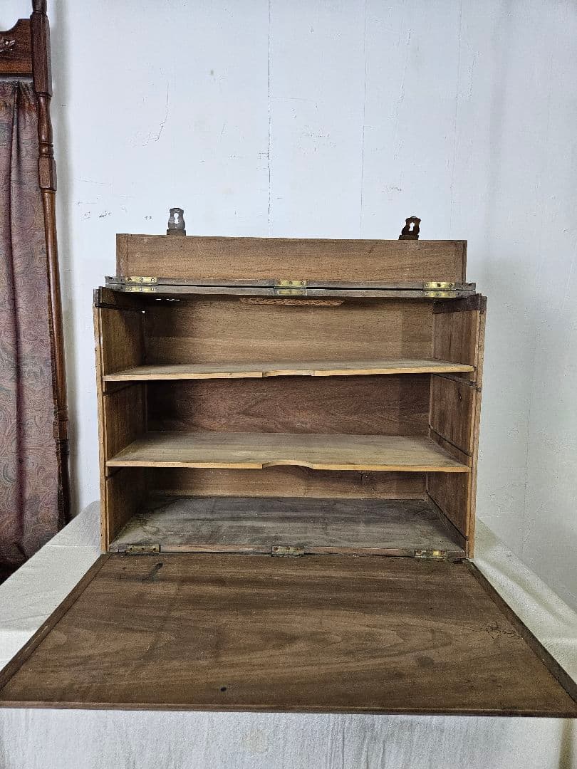 フランスアンティーク 陳列棚 古い木箱 棚板付き 木製 無垢材 飾り棚 小型