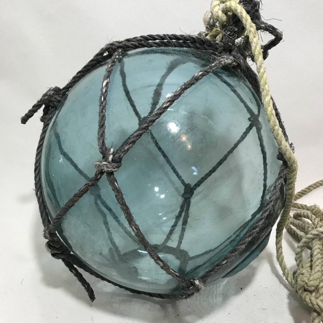 浮き玉 ガラス玉 大 網付 1個 直径約30cm アンティーク 浮き球 ブルー