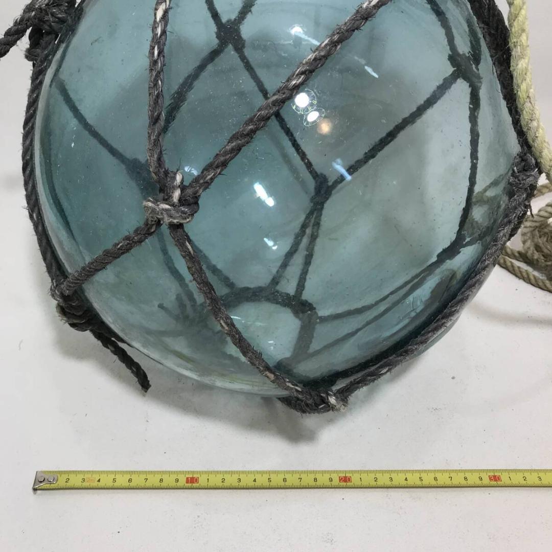 浮き玉 ガラス玉 大 網付 1個 直径約30cm アンティーク 浮き球 ブルー
