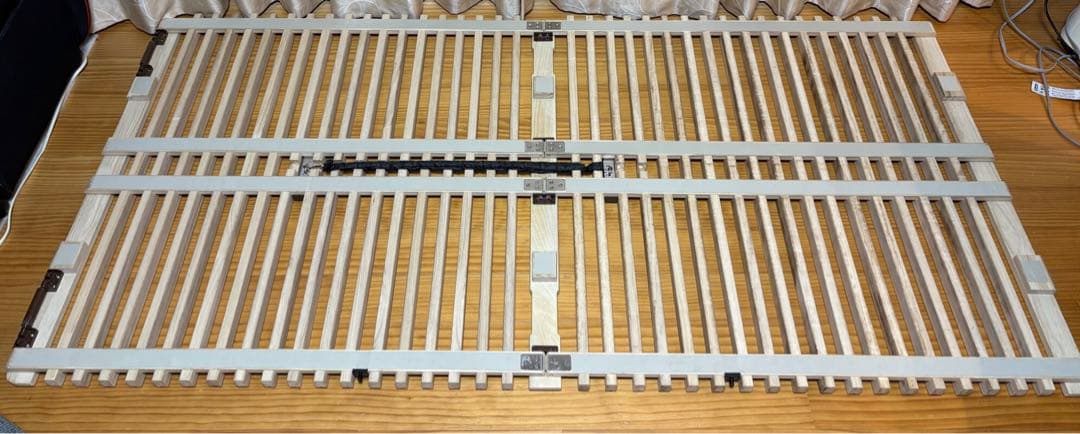 すのこベッド　折りたたみ　シングル　桐すのこ　みやび格子　簡単布団干し