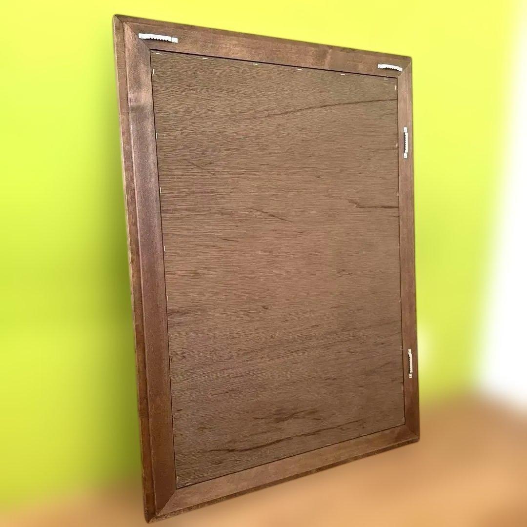 美品！重厚木枠ミラー 　ウッドフレーム　レトロ　アジアン　大型